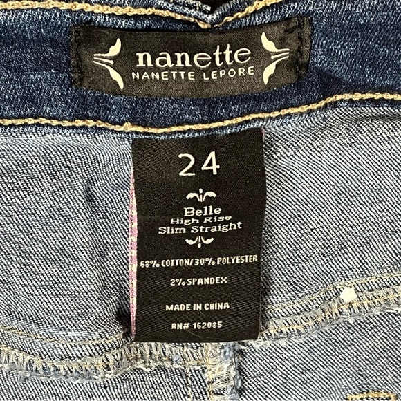 Nanette Lepore Belle High Rise Slim Straight Jeans Size 24 - Picture 6 of 11